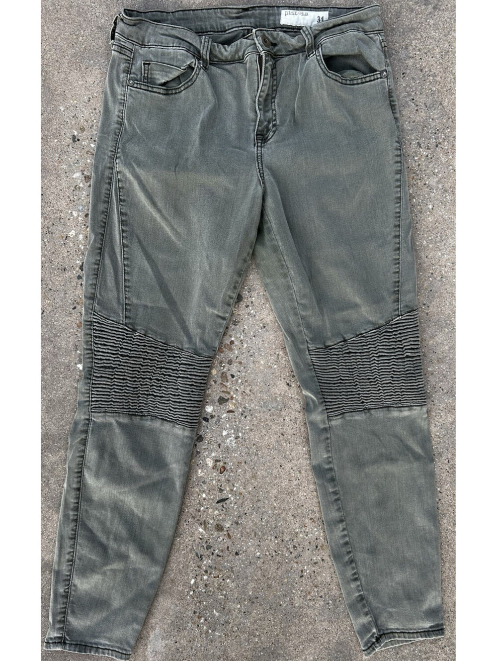 Pistola Womens Green Denim Slim Fit Dark Wash Jeans Size 31 Moto Pants Fast Gear